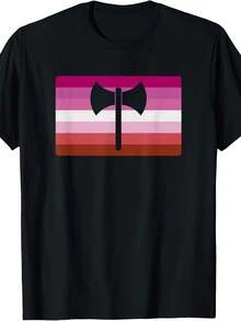 Lesbian Axe Labrys Pride Flag T-Shirt - Style 8 - View 1