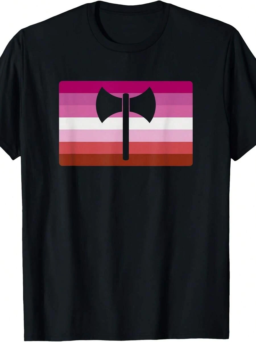 Lesbian Axe Labrys Pride Flag T-Shirt - Style 8 - View 1