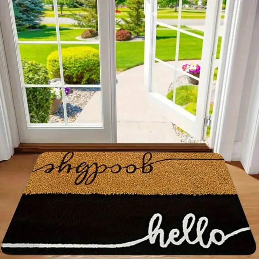 1pc In Black And Coconut Yellow Design - Various Festive Occasions| Durable Flannel Material, Available In Multiple Sizes.Suitable Living Room, Bedroom, Office, And Indoor/Outdoor Decoration As A Welcome - 黑色 - 查看 1