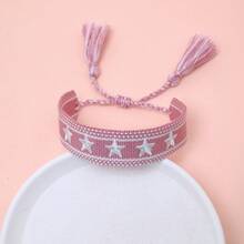 1pc Handmade Embroidered Pentagram Bracelet - Baby Pink - View 4