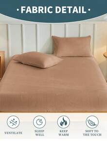 2/3-teiliges Spannbetttuch Set, Bettwäsche, Matratzenschoner, Bettüberwurf, gemütliche Heimtextilien, weicher und bequemer Matratzenbezug, einfarbiges Spannbetttuch, Tiefer Bettgummi, nur Bettlaken, ohne Kissenbezug, staubdicht, maschinenwaschbar, Bettwäsche-Geschenke, passend für Einzelbett, Doppelbett, Kingsize, Queensize Betten, maschinenwaschbar, Herbstdekoration, Winterdekoration - Kamelfarben - Übersicht 9