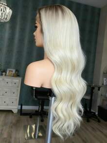 13X4 HD Transparent Platinum Blonde Body Wave Lace Front Wigs Human Hair Pre Plucked Free Part With Baby Hair 250 Density Water Wave Wigs Glueless White Colored Lace Front Wigs For Women Perfect Daily Wear Parties - 根染&漸變色 - 查看 3