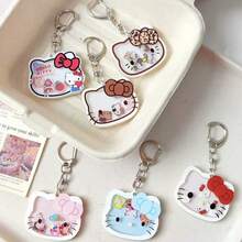 Sanrio 三丽鸥Hello Kitty趣味（2D平面）摇铃钥匙扣，隐藏秘密版，家居装饰，趣味设计，惊喜收藏，收藏摆件，趣味设计，家居装饰摆件，返校季可爱小礼物，适合节日派对礼物、生日礼物、节日惊喜卡通玩具小礼物、情人节惊喜小礼物 - 彩色 - 查看 1