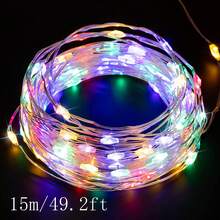 20 米/200 LED 仙女灯串，电池供电铜线仙女灯，适合礼物、卧室装饰、圣诞节、派对、婚礼、中心装饰、万圣节、花束、庭院，有 3 米/5 米/10 米/15 米/20 米可供选择（不含电池） - 彩色 - 查看 14