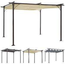 Retractable Awning Cover Modern Archway Sun Shade Steel Pergola - Beige - View 13