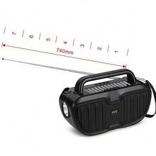 bocina radio portátil AM/FM/SW: con linterna,con carga solar,con Altavoz y Conector para Auriculares, Ideal para Interiores, Exteriores y Emergencias,Bluetooth 5.0, USB, TF, AUX. - Negro - Ver 12