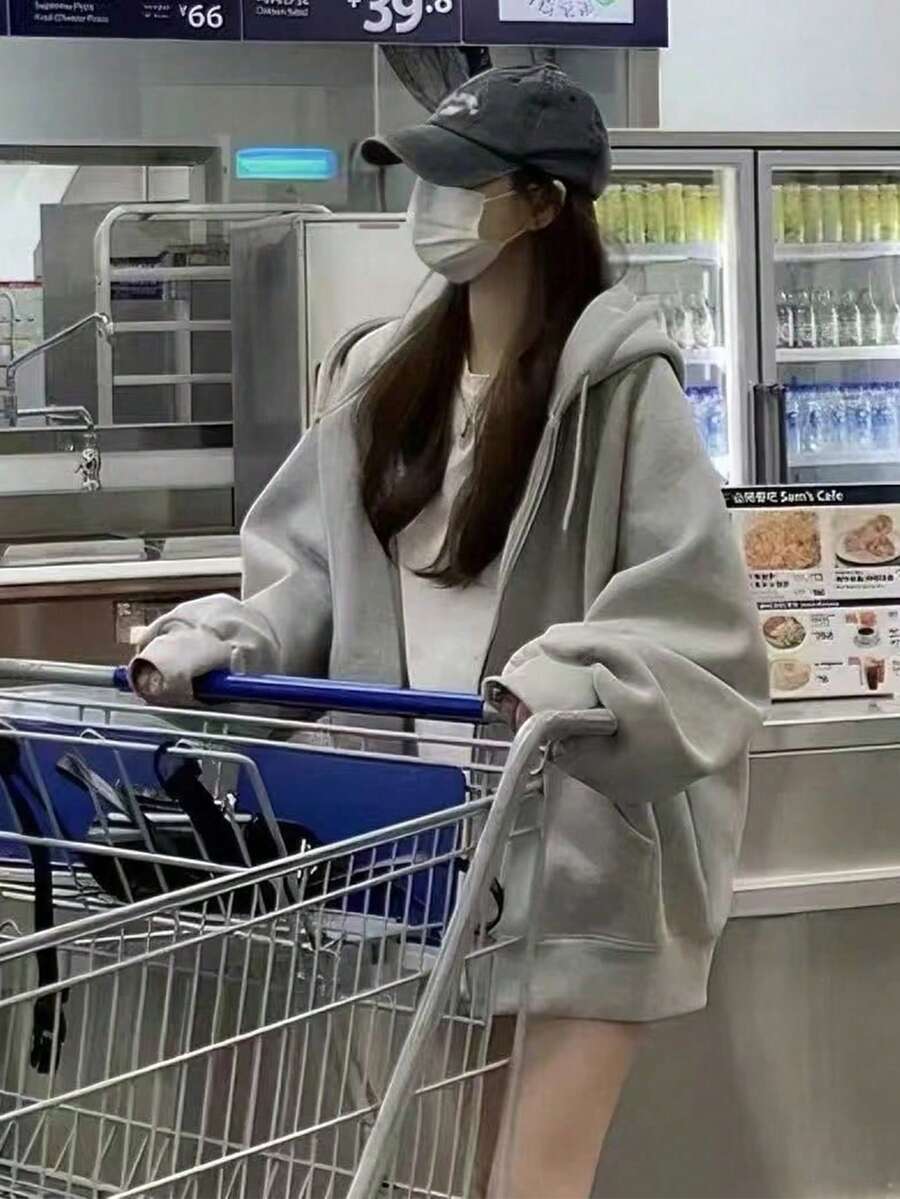 新款韩版宽松休闲连帽卫衣，女士百搭宽松外套，适合春、秋、冬季穿着