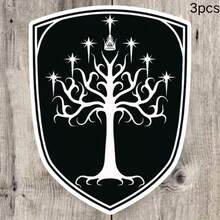 1pc/3pcs Gondor Sigil Sticker - Black & White Shield Design With Golden Tree & Stars, Durable Vinyl Decal For Car Bumper, Home, Or Outdoor Decor, Gondor Decor, Car Decal Stickers, Fantasy Theme, Highquality Scrapbook Supplies Scrapbook Stationery - Multicolor - View 10