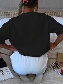 Women Ladies Brown Loose T-Shirt With New York Letter Print - Casual Round Neck Short Sleeve Top For Spring Summer Autumn Loose Casual Wear Machine Washable Brown Shirt For Layering And Minimalist Looks Stylish Letter Print Design Comfortable Versatile For Women's Fashion Perfect For Spring/Summer/Autumn Season Chic Loose Fit With Subtle New York Letter Details Ladies Half Sleeve T-Shirt T-Shirt Ladies T-Shirt Loose And Comfortablesummer Tops - 乳白色 - 查看 11