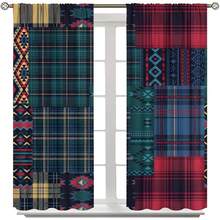 Boho Plaid Patchwork Curtains,   Pattern Scottish Tartan  Christmas Decoration Window Drapes For Bedroom Living Room Holiday Home Decor,28X40 Inch,2 Panel Set - Nhiều màu - Xem 2