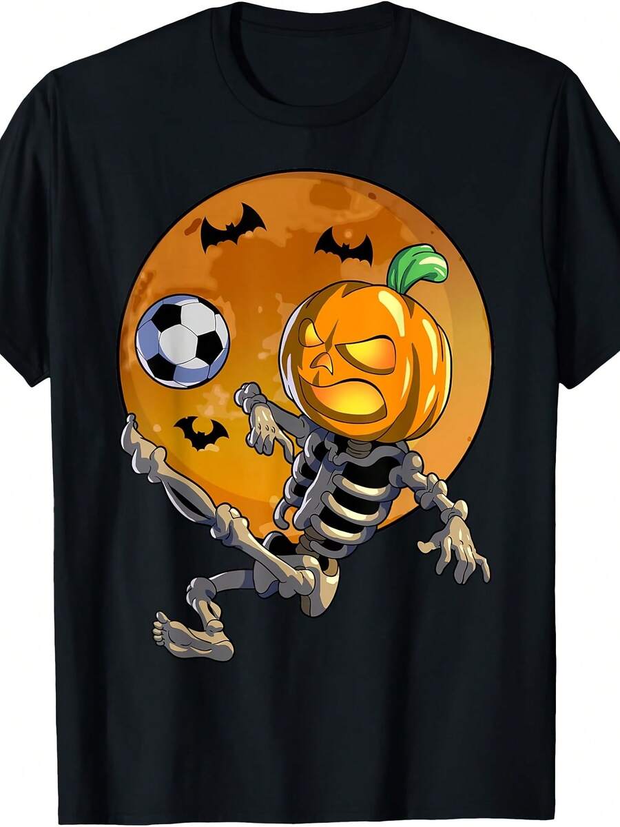 Soccer Skeleton Halloween  Boys Soccer Halloween T-Shirt - 款式9 - 查看 1