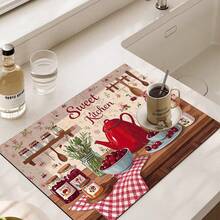 Design vintage con elementi classici e nostalgici, alla moda e bello, resistente al calore e antiscivolo, facile da pulire. Adatto per qualsiasi cucina, lavatrice, asciugatrice, piano cottura e piano in vetro. - Multicolore - Visualizzare 15