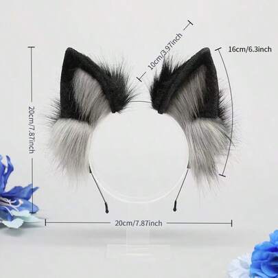 1pc Easter Decor Faux Furry Animal Ear Headband, Cute Plush Costume Accessory, Wolf Ear Hair Hoop Headpiece, Multiple Styles Available