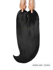 [22 英寸直发假发块] 优雅的 18-22 英寸女士直发假发块，高温纤维，浅棕色到黑色渐变，中年卷发，易于佩戴，理想的圣诞礼物 - 彩色 - 查看 3