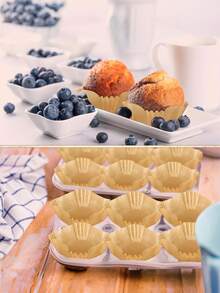 100pcs Square Grease-Proof Cupcake Liners, Heat-Resistant Ice Cream, Fruit Cake, Bread, Muffin, Pastry Paper Cups, Suitable For Valentine's Day, Christmas, Halloween, Thanksgiving - Multicolor - View 5