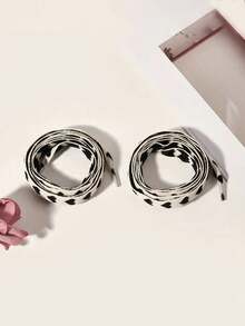 1 par de cordones de colores con forma de corazón, cordones planos de moda adecuados para zapatillas, zapatos de lona, sudaderas, cordones - Blanco y Negro - Ver 4