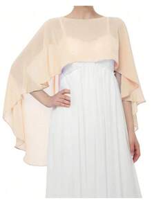 1件女士柔软雪纺披肩，适合婚礼、新娘外套、外衣、旅行、派对、秋季穿搭、万圣节、圣诞节、情人节礼物 - 彩色 - 查看 5