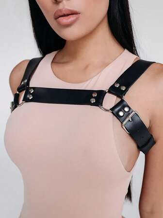 Dammode Sele Bälte Bröstsele Korsett Läder Underkläder Bondage Underkläder Goth Fetisch Kläder Sele Damaccessoarer