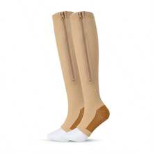 运动户外女式露趾压力袜 - 20-30mmHg 及膝支撑袜，侧拉链及膝袜，露趾设计，舒适透气 - 彩色 - 查看 9