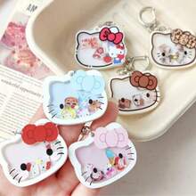 Sanrio 三丽鸥Hello Kitty趣味（2D平面）摇铃钥匙扣，隐藏秘密版，家居装饰，趣味设计，惊喜收藏，收藏摆件，趣味设计，家居装饰摆件，返校季可爱小礼物，适合节日派对礼物、生日礼物、节日惊喜卡通玩具小礼物、情人节惊喜小礼物 - 彩色 - 查看 2