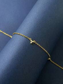 1Pc Fashionable Blue Heart S925 Sterling Silver Sparkle Diamond Pendant Necklace For Women Ladies Jewellery Party Gift Engagement Wedding Eternal Promise Necklace