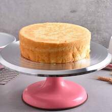 Aluminum Alloy Rotating Cake Stand, 25cm Cake Decorating Turntable, Non-Slip Platform, 360° Smooth Rotation For Cake Decorating Parties And Baking. - Pink - View 2