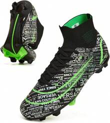 Bulamall Zapatos de Fútbol para Hombre, Profesionales Zapatillas de Deporte Adulta, Tacos de Fútbol para Entrenar al Aire Libre, Atletismo Interiores y Exteriores - Blanco-FG - Ver 7