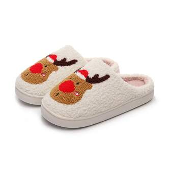 NYSQIT 2025 Hot Selling Christmas Snowman & Christmas Tree Pattern Thermal Slippers, Comfortable Soft Slippers For Men And Women, Cute Cartoon Indoor Non-Slip Couple Plush Slippers, Autumn/Winter