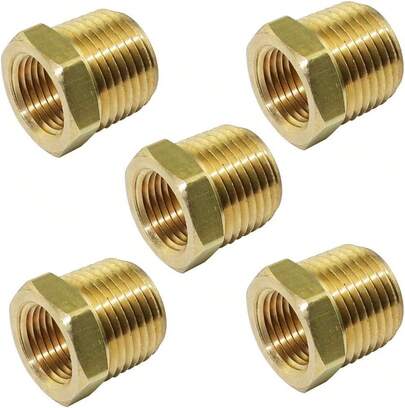 1/2" NPT Male X 1/4" NPT Female Brass Bushing Reducer Reducing Pipe Adapter Fitting 5pcs 1200 PSI
