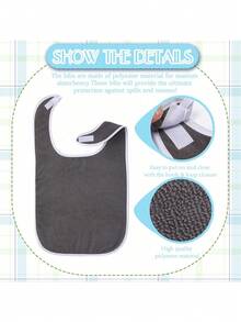 5-farbige einstellbare Erwachsenen-Lätzchen, wasserdichter Tuch-Essschürze, geeignet für Senioren, Behinderte, Pflegeheime, unisex, waschbar, mit Krümelsammeltasche, großes Erwachsenen-Fütterungslätzchen, wasserdichter 3D-Essbib, Speicheltasche, kein Waschen nötig, Komplettes Zubehör - Verschiedenfarbig - Übersicht 3