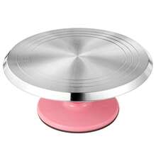 Aluminum Alloy Rotating Cake Stand, 25cm Cake Decorating Turntable, Non-Slip Platform, 360° Smooth Rotation For Cake Decorating Parties And Baking. - Pink - View 8