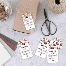 50 Stücke Erdbeere Geschenkanhänger mit Schnüren, Danke Etiketten für Hochzeit, Geburtstag, Bridal-Shower, Party Dekoration - Verschiedenfarbig - Übersicht 3