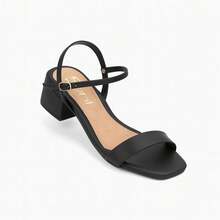 Sanf Women's Original Sandal With 5cm Block Heel, Square Thick, Comfortable, Elegant, Office (Nude, 33) - 黑色 - 查看 3