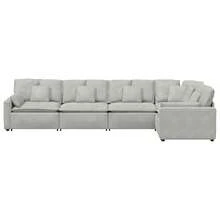 vidaXL Modulares Sofa Mit Samtkissen In Hellgrau - Grey - View 6