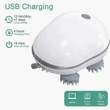 电动头皮按摩器，便携式USB头皮按摩设备，配有4个可拆卸按摩爪，3种可调节模式，全身放松工具，头皮止痒按摩刷，猫狗按摩器，头部按摩器，按摩机，按摩工具 - 彩色 - 查看 7