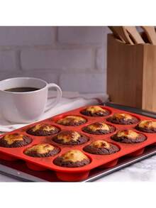 1pc, 12 Cups Silicone Muffin Pan, Nonstick Cupcake Pan, Regular Size Silicone Mold, Baking Tools, Kitchen Gadgets, Kitchen Accessories Home Appliances Gadgets Tools Christmas Stuff Cooking Christmas - Multicolor - View 2