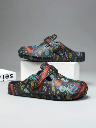 万圣节、圣诞节 2025 打孔一脚蹬凉鞋，男士夏季户外拖鞋，男女情侣休闲沙滩拖鞋