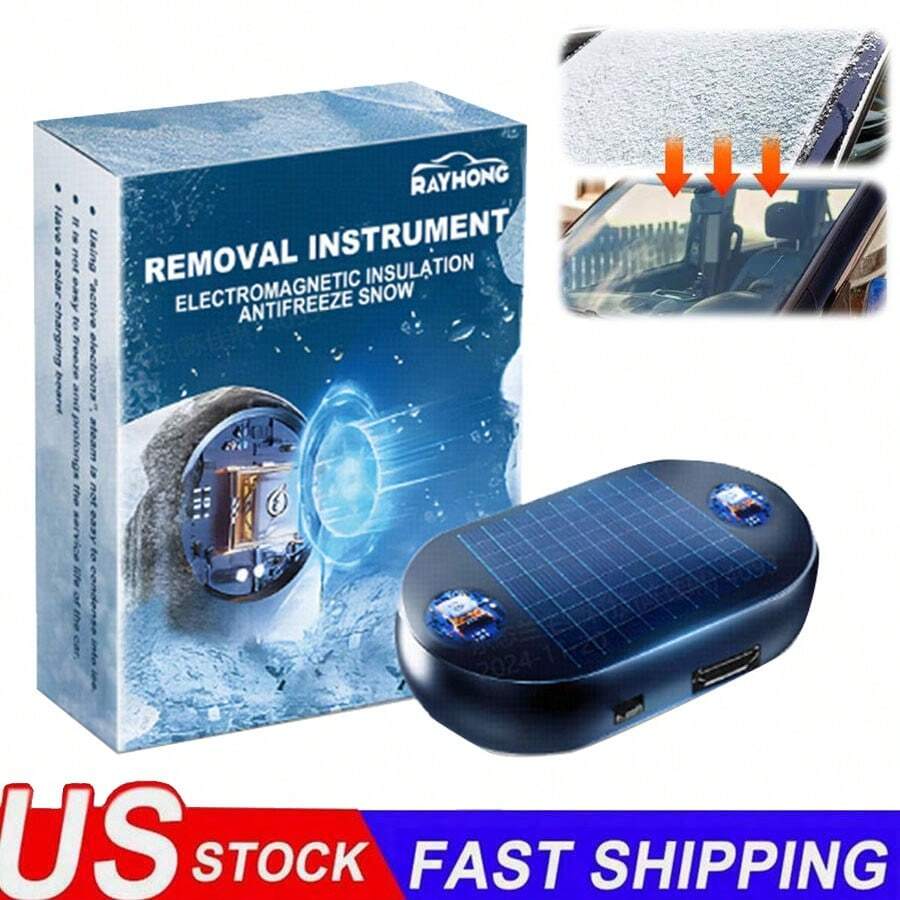 1Pcs Electromagnetic Car Snow Removal Device, 2025 Upgrade Solar Drive Anti-Freeze Electromagnetic Car Snow Removal Device, Antifreeze Snow Removal Device, Efficient Snow Removal For Cars - Màu xanh lam - Xem 1