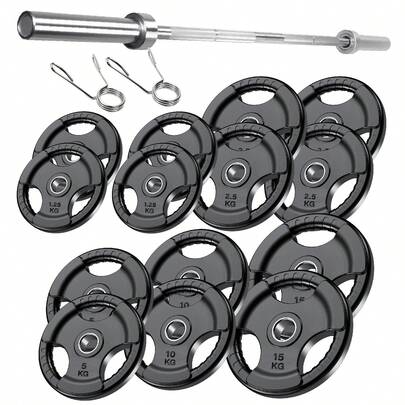 Shark Power Gear Tri Grip Weight Plates (Pair & Sets) – Compatible With 2 Inch Barbell (4ft / 5ft / 6ft / 7ft) – Full Home Gym Strength Kit