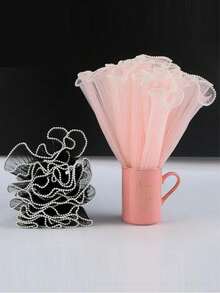 1卷花卉包装网布，花店花束包装，珍珠波纹花卉包装材料，玫瑰花网布，母亲节礼物包装，装饰礼品包装网布，粉白花束装饰，送给爱人或母亲，派对用品，圣诞节