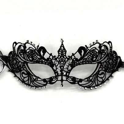 Masquerade Mask, Black, Silver, Gold Lace & Rhinestone Half Face Mask For Women, Suitable For Masquerade Ball, Party, Movie And TV