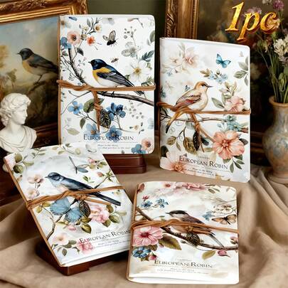 1 pièce, A5, 80 pages, Carnet de croquis oiseaux et fleurs, signet en forme de feuille , carnet de dessin, cahier vierge, parfait pour le croquis de voyage, la planification de voyage portable, le journaling DIY, l'écriture créative, pour l'école, le bureau, la maison, les fournitures d'art, des cadeaux parfaits, des cadeaux de festival