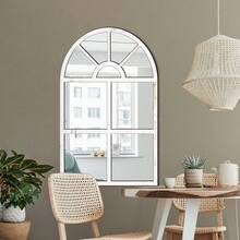 1 Pieza Espejo de Pared con Estilo Artístico Renacentista con Marco de Ventana de Madera Blanca para Decoración de Sala de Estar, Decoración DIY, Decoración del Hogar, Espejo de Pared, Regalo de Inauguración de Casa, Decoración de Cocina, Decoración de Jardín