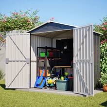 5x3ft Steel Garden Shed, Weather Protection With Ventilated & Lockable Door For Patio & Garden