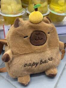 时尚水豚图案毛绒斜挎包，可用作单肩包、手提包和休闲包，新款秋冬女生包包，最佳秋季钱包。 - 卡其色 - 查看 7