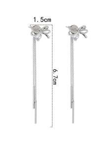 Nooxian 1 Paar Damen Silber Metall Schleife Quasten Ohrringe, Schmetterling Schmuck Geschenk