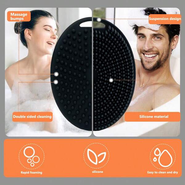 Multi-Functional Silicone Body Brush, Soft & Skin-Friendly Design, Textured Surface For Effective Cleaning, Suitable For Shower & Bath, Easy To Clean Without Residue, Body Scrubber, Good Foaming