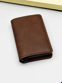 1 pieza Billetera de moda para hombre, Estuche de tarjetas de fibra de carbono de 3 colores, Soporte de tarjeta de aleación de aluminio con apertura automática, Billetera de tarjeta antirroba y antidesmagnetización, Blindaje formal/de negocios