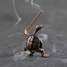 1pcs  Citruna Lemon And Coffee Fat Burner Incense Sticks Holder Incense Cone Holder Zen Brass Turtle-Shaped Incense Burner - Kung Fu Style, Creative Home Decoration, Suitable For Meditation And Aromatherapy, Durable Metal Craftsmanship, Best For Christmas, Perfect For Thanksgiving - 1pc Aromatherapy Turtle - View 6