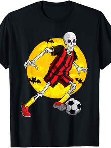 Soccer Skeleton Funny Halloween Costume Sports Player Fan T-Shirt - 款式8 - 查看 1